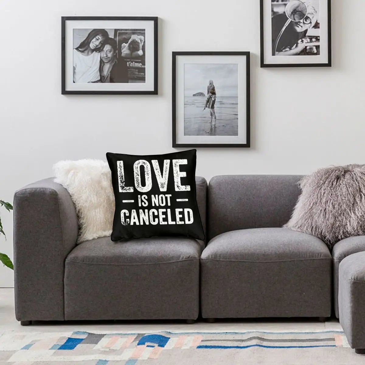 

Love Is Not Cancelled Square Pillow Case Throw Pillow Valentine Marriage Wedding Quarantine Lockdown Vintage Pillowcover Decor