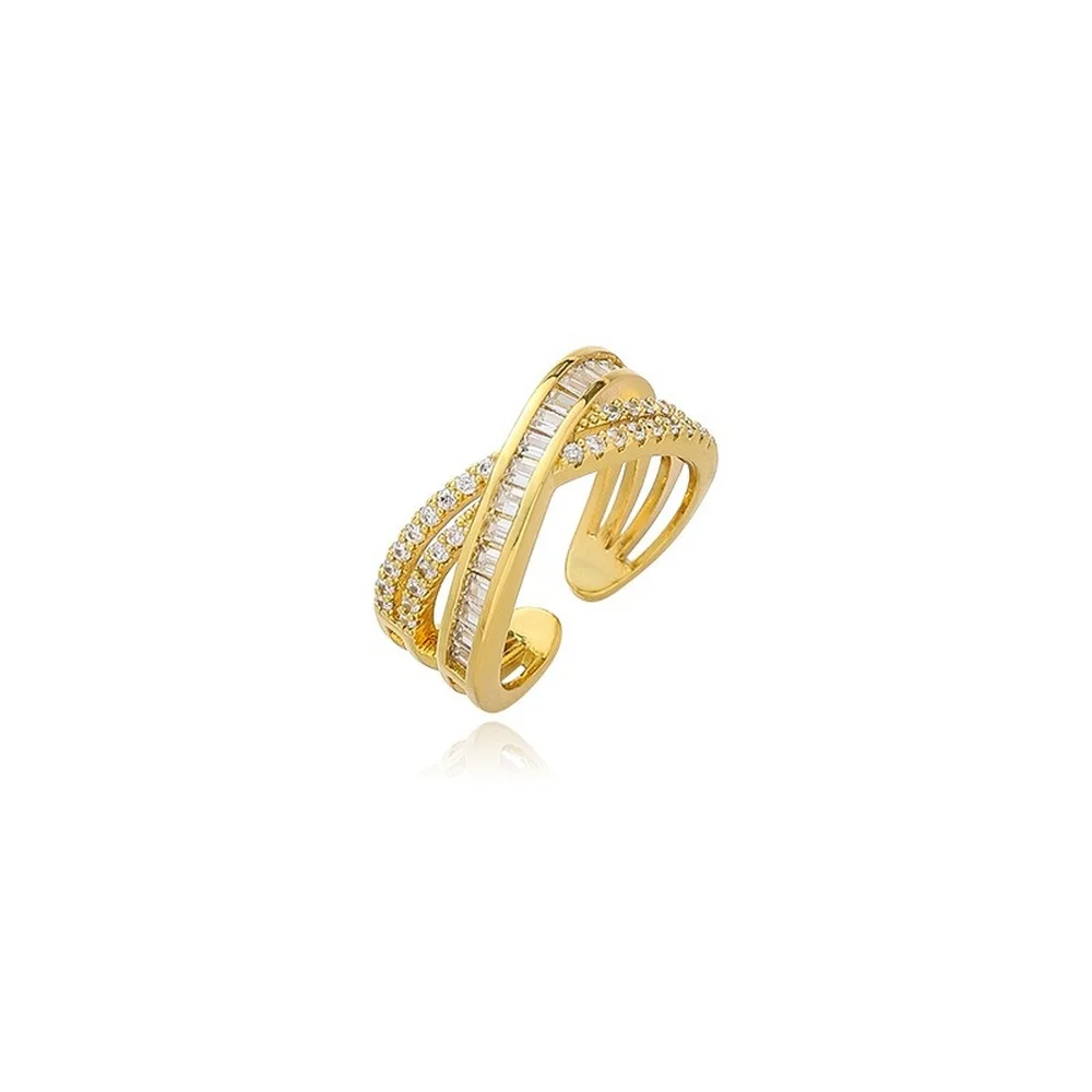 

Fashion micro-inlaid zircon cross open ring cold style index finger joint ring personality ring female ring women