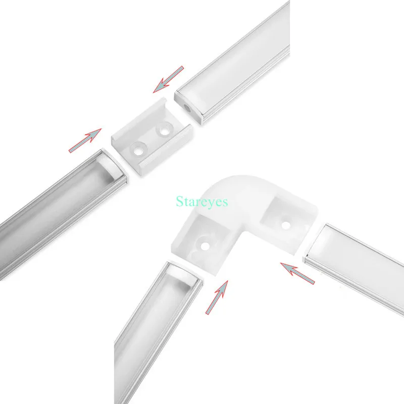 U V Shape 50cm LED Strip Aluminum profile AL Channel Holder Corner Connector Light Bar Kitchen Lamp tape trough Groove | Освещение