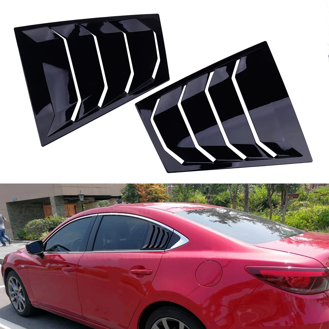 

beler Auto Rear Side Window Quarter Panel Louvers Vent Scoop Fit For Mazda 6 ATENZA 2014 2015 2016 2017