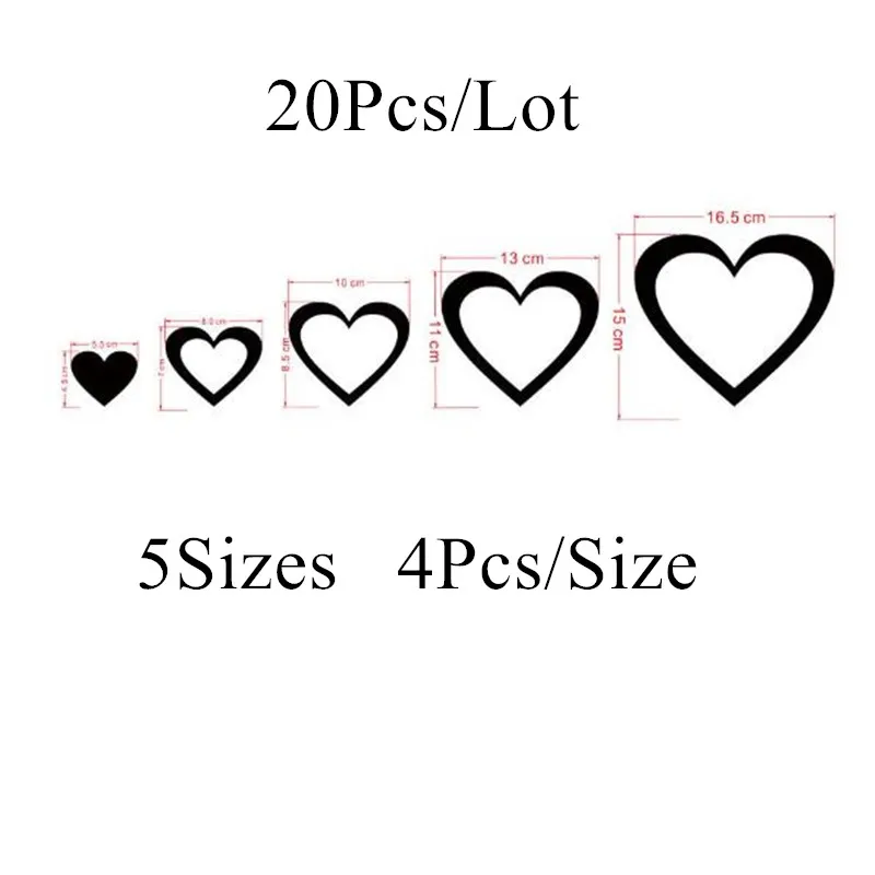 

20Pcs/Lot 3D Geometric Love Heart Mirror Stickers With Self-Adhesive Acrylic Mirror Wall Stickers For Kids Room Living Room