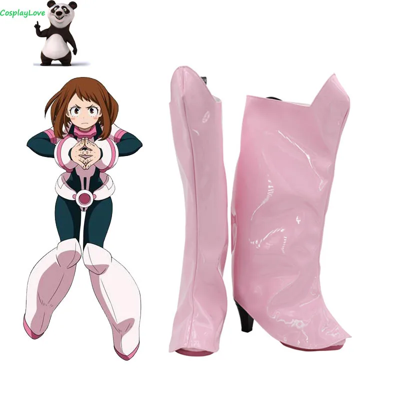 

My Hero Academia Boku no Hero Akademia Ochako Uraraka Pink Cosplay Shoes Long Boots Custom Made CosplayLove