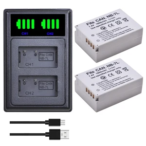 Imported 1800mAh NB-7L NB7L Battery + LED Dual Charger Type C Port for Canon PowerShot G10 G11 G12 SX30 is Di