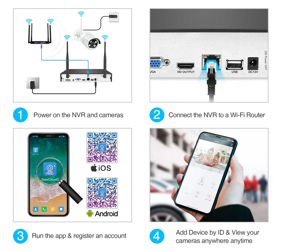 Беспроводная система видеонаблюдения Techege водонепроницаемая уличная Wi Fi камера 3