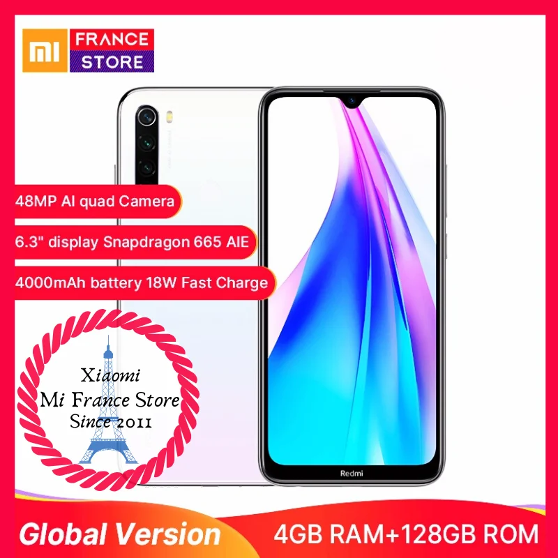 Глобальная версия Redmi Note 8 4G 128G （Note new Series）Смартфон NFC 18 Вт Быстрая зарядка 48мп