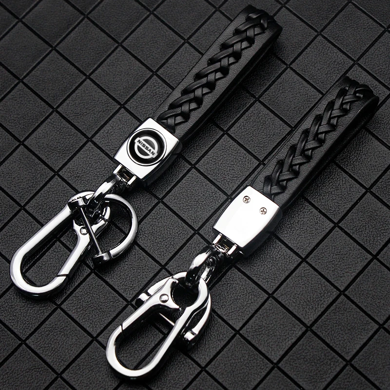 

Car Metal Keychain Leather Key Ring 3D Logo Key Case Car Styling For Nissan Qashqai J11 J10 Juke X Trail T32 Car Accessories Key