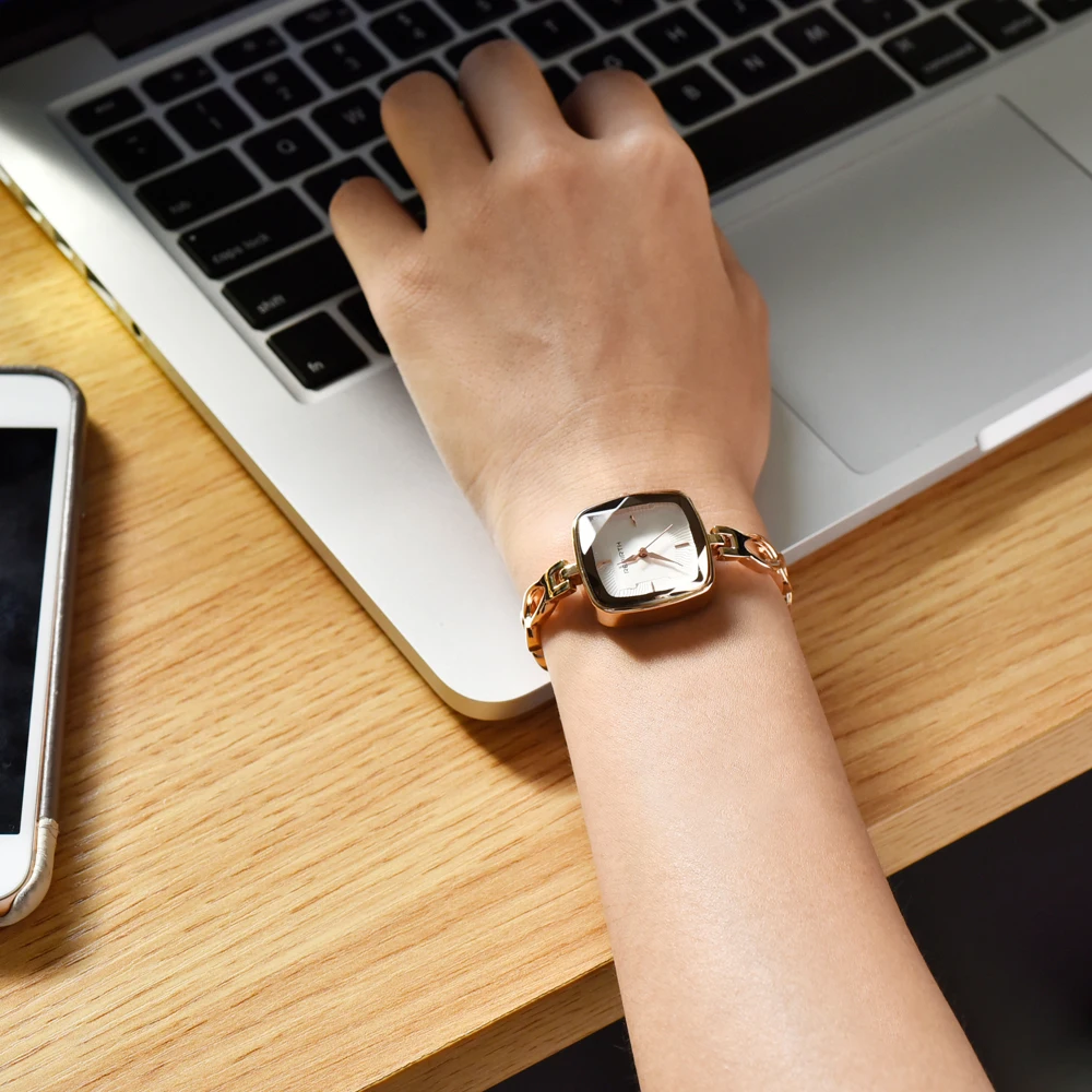 REBIRTH браслет часы Простой роскошные фирменные для девушек из нержавеющей стали