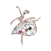 wybu rhinestone ballet dancing girls brooches crystal enamel brooch for women cute pin corsage fashion wedding jewelry gift
