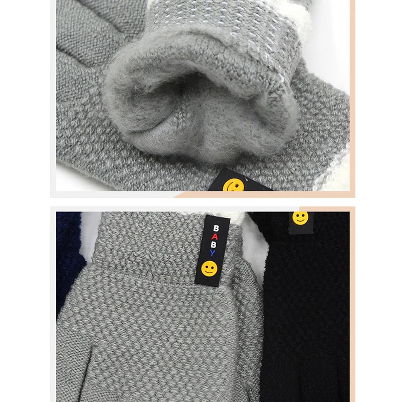 Warmom-guantes gruesos de punto para ni&ntilde;os, manoplas el&aacute;sticas c&aacute;lidas de invierno, accesorios para ni&ntilde;os de 5 a 11 a&ntilde;os, nueva moda-5