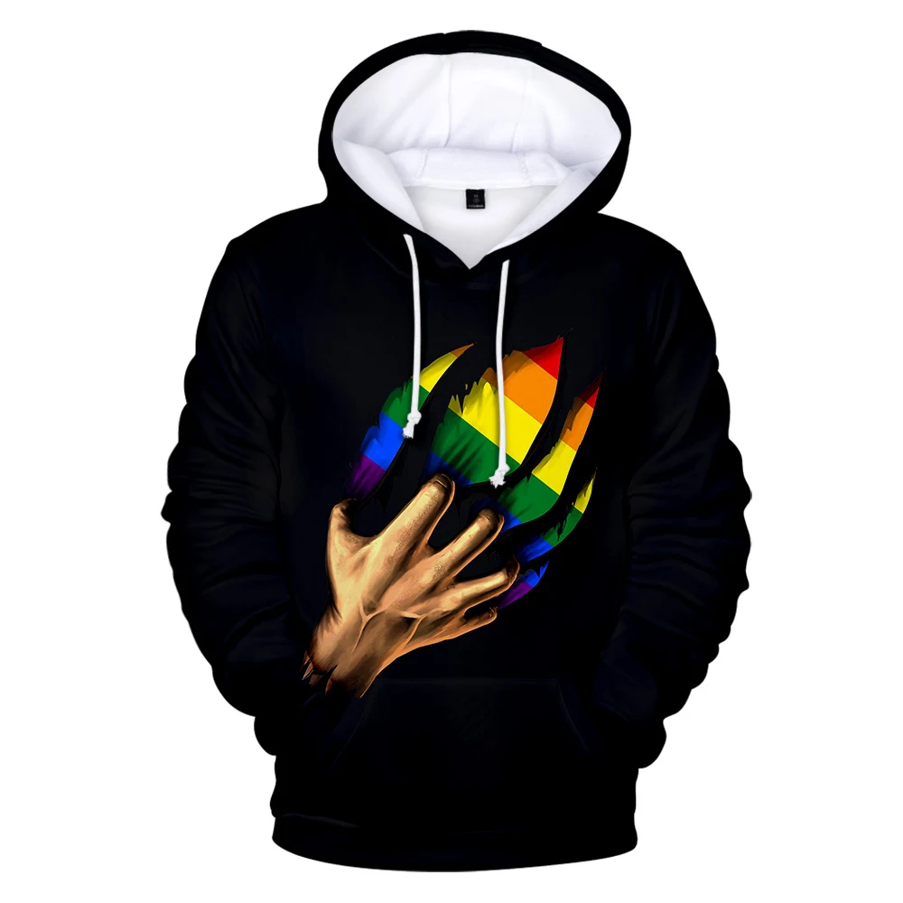

New Free LGBT Rainbow Flag Hoodies Sweatshirt Lesbian Gay Pride Colorful Rainbow Clothes For Gay Home Decor Gay Friendly LGBT