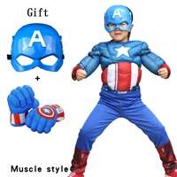 kids muscle clothing captain costume child birthday party superhero clothes mask gloves carnival americ for boys and girls