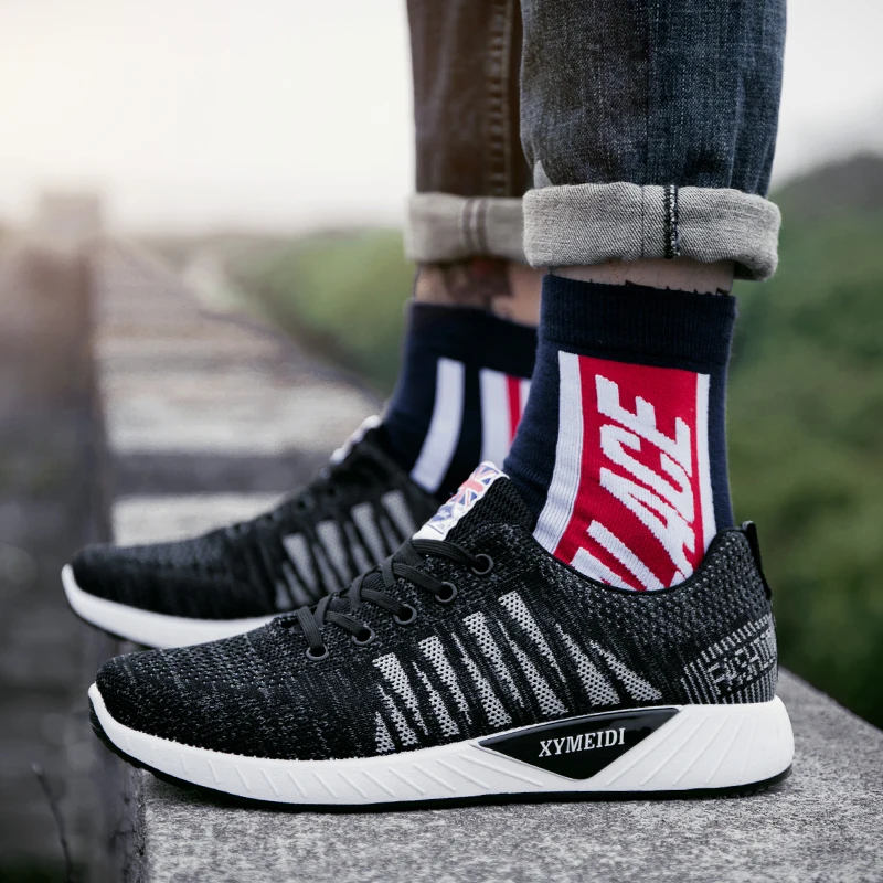 

2020 Men Casual Shoes Sneakers Breathable Mesh Outdoor Sport Shoes Men Increase Black Upper Lace Up Male Shoes Zapatos De Hombre