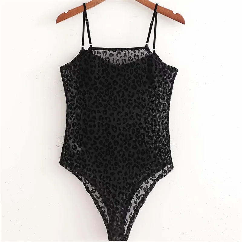 

TRAF 2021 Summer Leopard Print Flocking Sling Sleeveless Wild Slim Slimming Bottoming Pants Streetwear