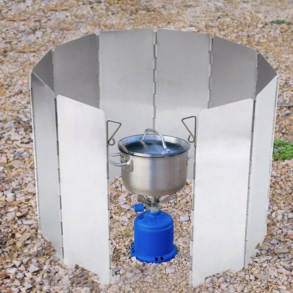 

9 Plates Foldable Gas Stove Windshield Outdoor Camping Cooking Burner Windproof Screen Aluminium Outdoor Alloy Stove Wind Shield