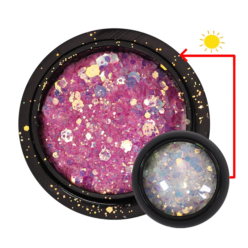 Nail Art Decoration Dream Colorful Sequin Change Color When it Comes to light Glitter Shiny Hexagon Paillette Toenail Eye Makeup | Красота и