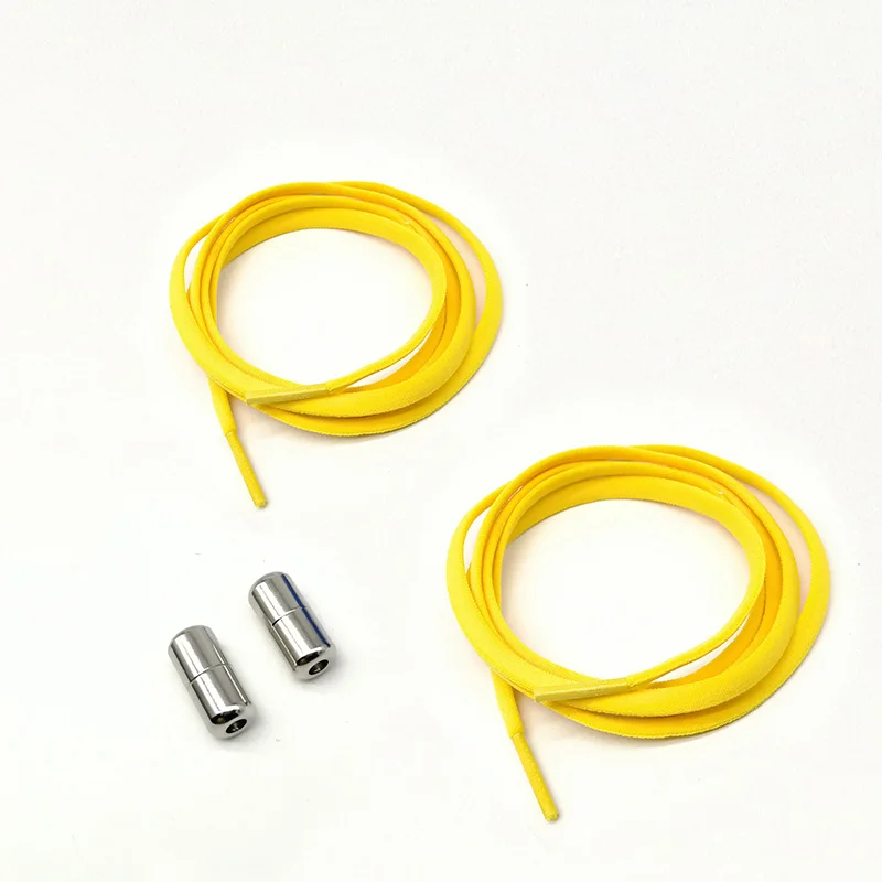 yellow 1 пара, без галстука, Эластичный шнурок, запирающие шнурки, для детей и взрослых, кроссовки, быстросохнущие, полукруглые шнурки, ленивые шнурки для обуви, 12 цветов - Цвет: yellow