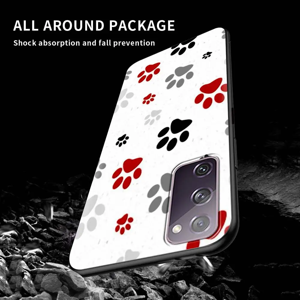 

Dog Footprint Paw Tpu Case For Samsung S20 FE S21 S10 S9 Plus S8 S10e for Galaxy Note 20 Ultra 10 Lite 9 Soft Phone Cover