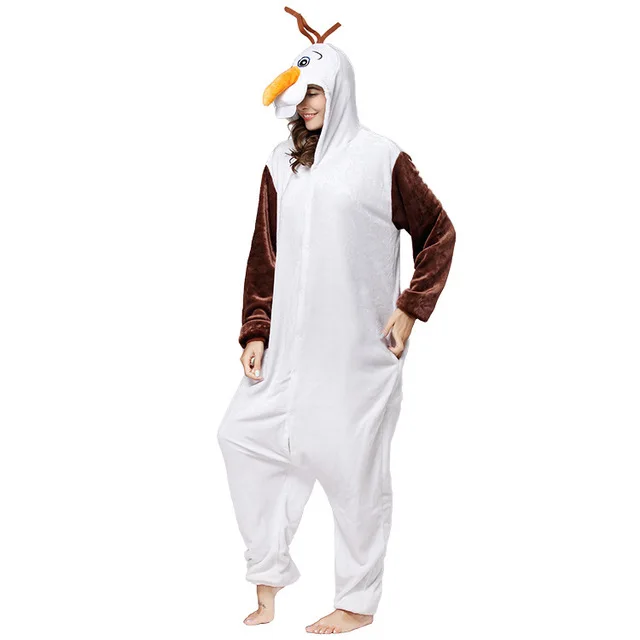 Пижама Кигуруми для взрослых Фланелевая пижама с изображением снеговика Олафа
