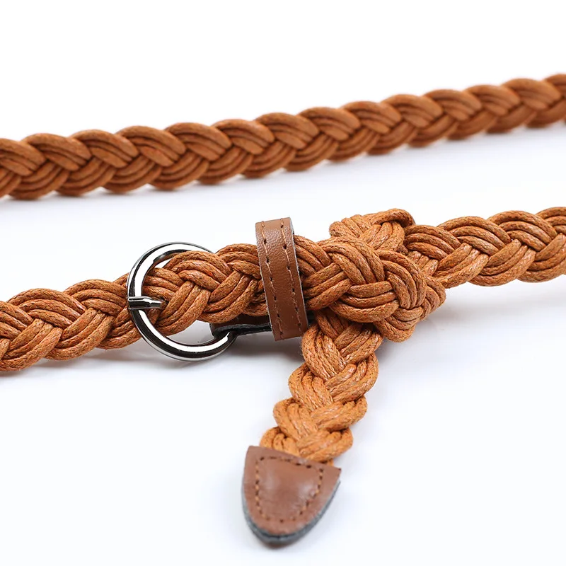 Новый Модный женский пояс короткий вязаный карамельный цвет плетеный для платья