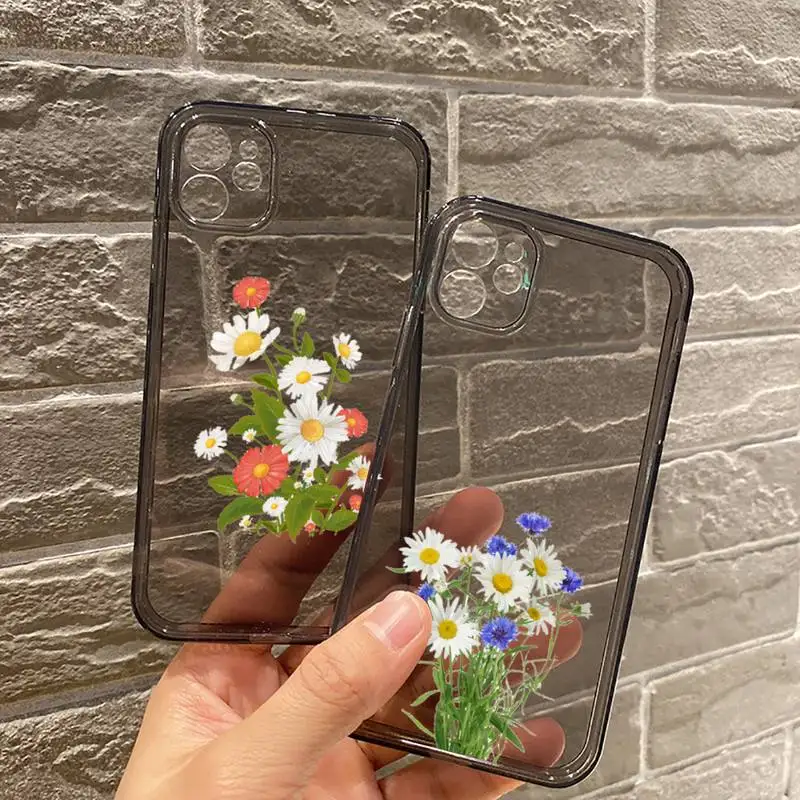 

daisy Flower painting pattern Phone Case Transparent for iPhone 7 8 11 12 se 2020 mini pro X XS XR MAX Plus