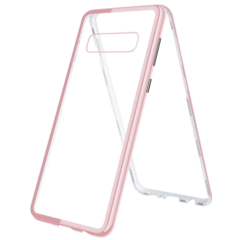 Магнитный адсорбционный чехол ярких цветов для samsung S8 S9 S10 Plus, чехол из закаленного стекла для samsung Galaxy Note 8 9, Магнитный чехол