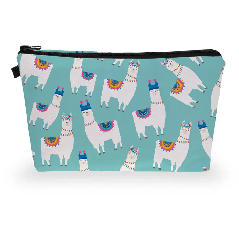 Сумка для хранения косметики из серии Alpaca Llama с животными из мультфильмов, косметический чехол для ключей, пенал, органайзер для туалетных принадлежностей, путешествий, 22*13,5*2 см - Цвет: 1