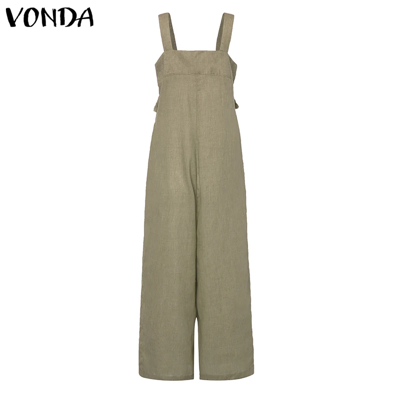 VONDA Plus Siz Комбинезоны женские Комбинезоны летние широкие брюки сексуальные без рукавов с кисточками Vinatge Комбинезоны повседневные брюки