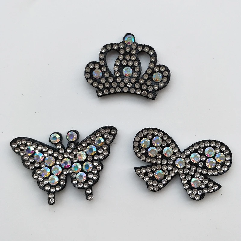 

20pcs/lot Multi style black color butterfly diamond Appliques patches for shoes decoration Supplies DIY Hair Clip Accessories