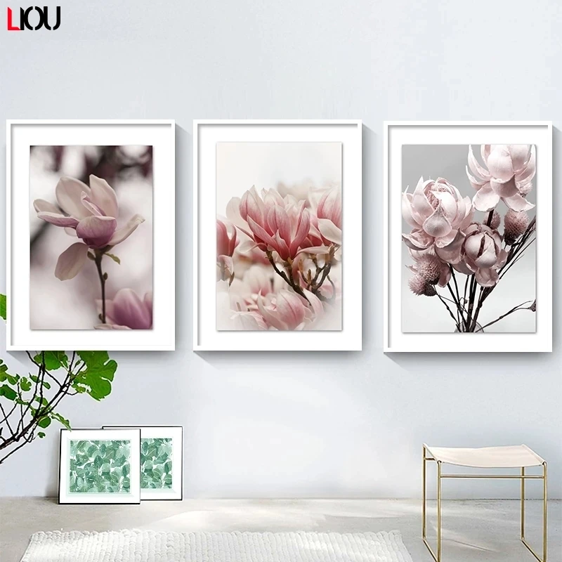 Большие розовые пионы Розовый пион цветок магнолия настенная Картина на холсте