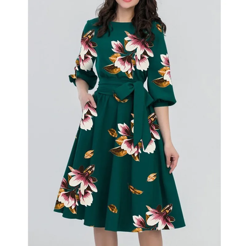 2019 Весенние длинные платья для беременных с круглым вырезом Одежда цветочным