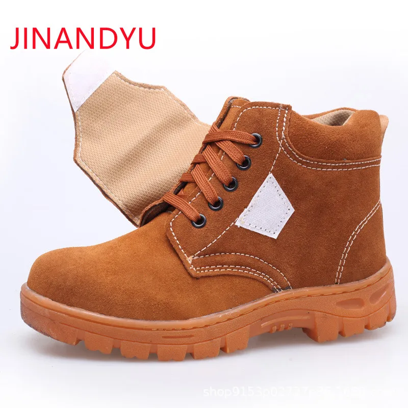 

Low/high Top Cowhide Solid-soled Labor Insurance Shoes Men's Safety Protective Shoes Anti-smashing Anti-piercing Work Shoes