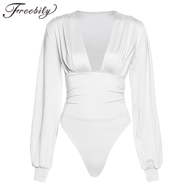 

Women Sexy Spring Dancing Jumpsuit Gymnastics Leotards Deep V Neck Long Sleeve High Waist Open Crotch Bodycon Jumpsuits Bodysuit