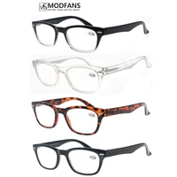 modfans reading glasses for menwomenrb style design square framespring hinge lightweight prescription readers eyeglasses