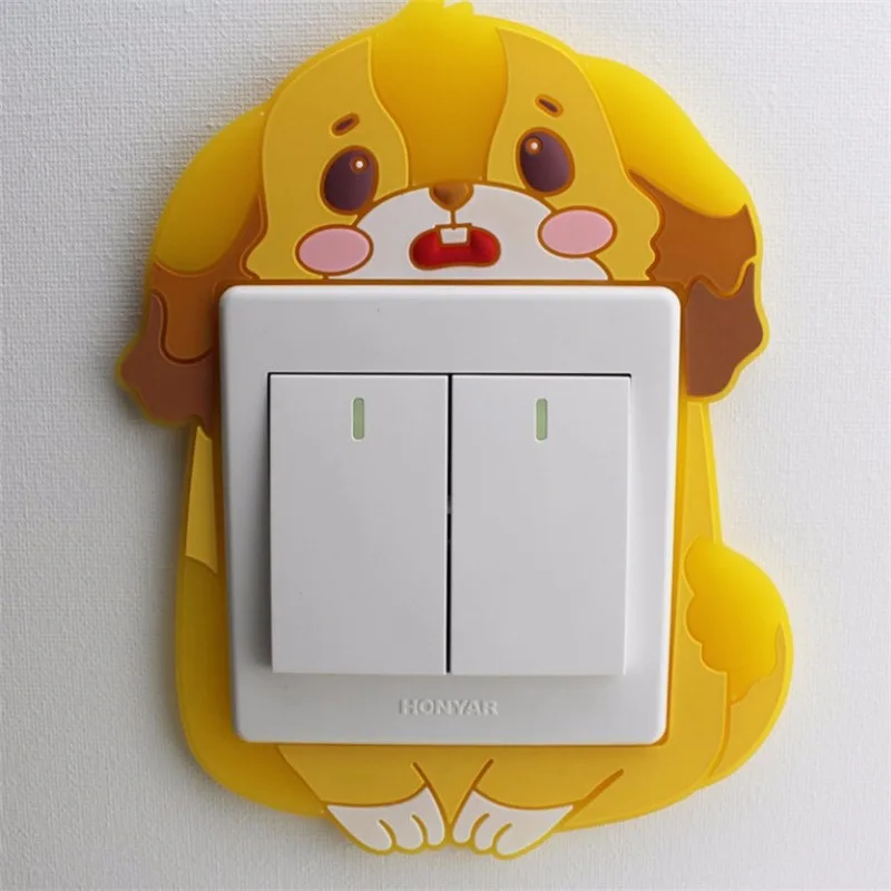 Милый Животные светильник переключатель Стикеры гнездо для крышки стены