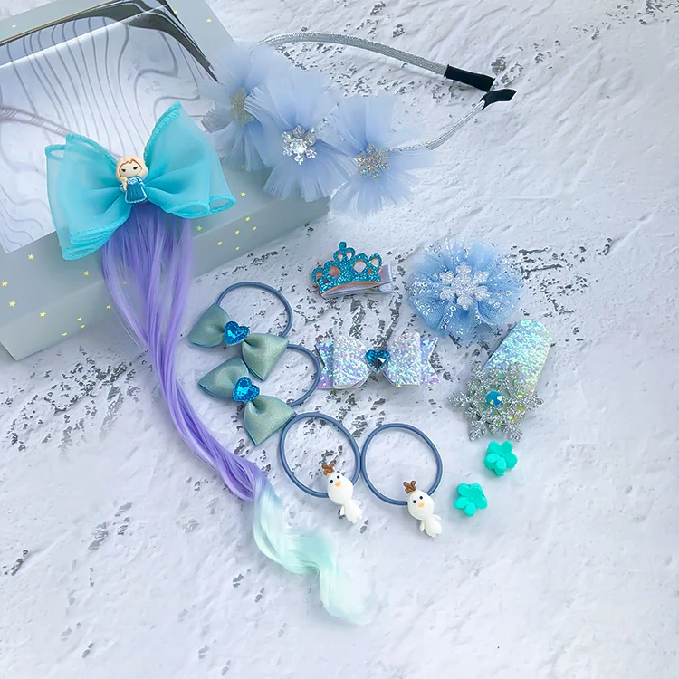 Детские аксессуары для волос с бантом 2 заколки в стиле принцессы Эльзы из