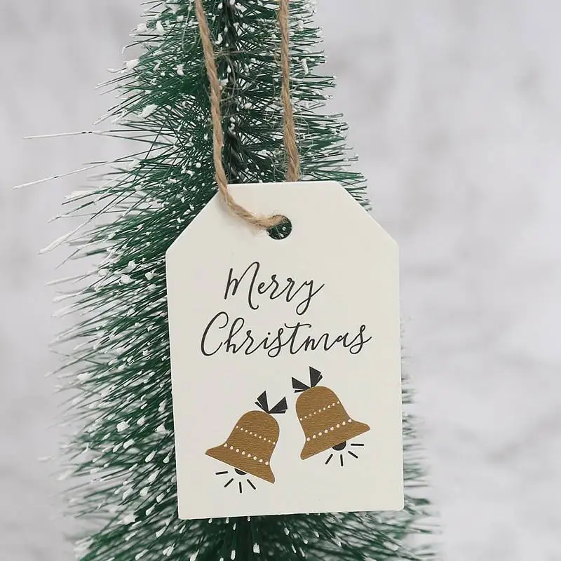 

Gift Wrapping Paper Hanging Tags Santa Claus Paper Cards 50Pcs Merry Christmas Tags Labels Xmas DIY Crafts Party Supplies