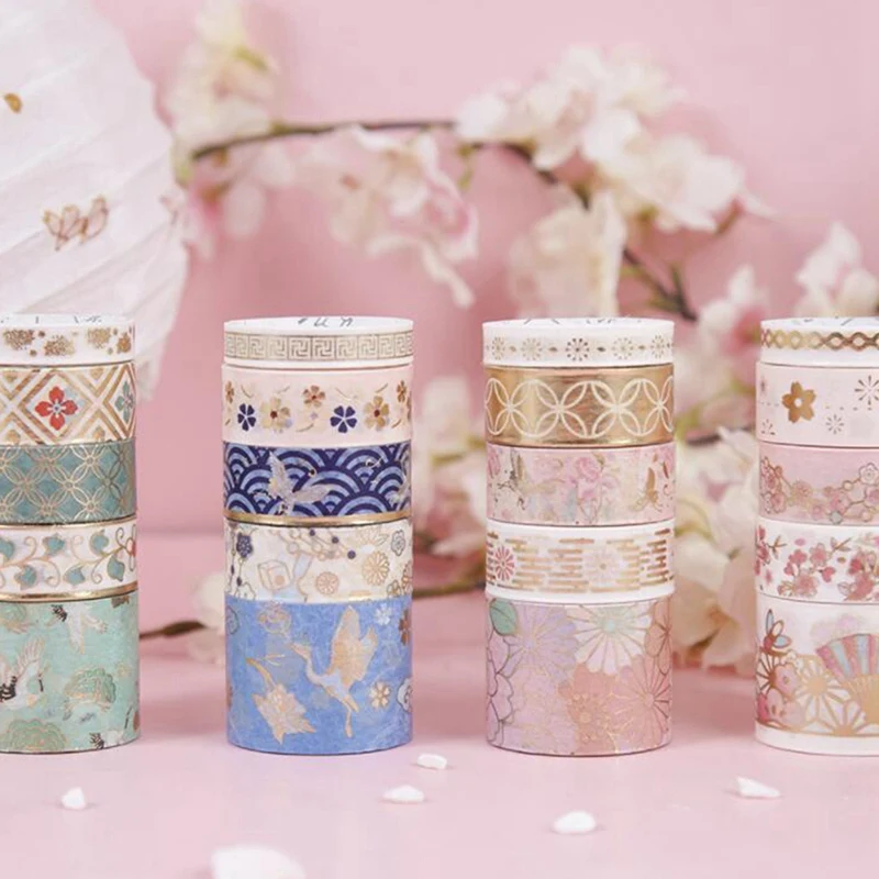 

20 Pcs/Set Vintage Gold Foil Washi Tape Set Adhesive Tape DIY Scrapbooking Sticker Label Japanese Stationery