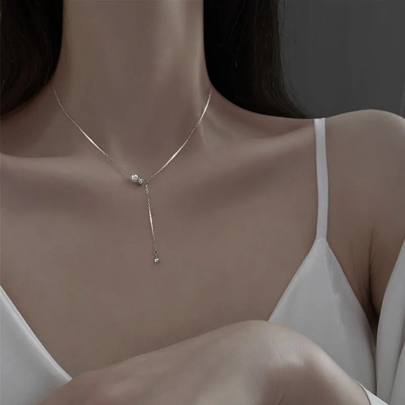 

Ожерелье женское из серебра 925 пробы, с жемчугом и кисточками