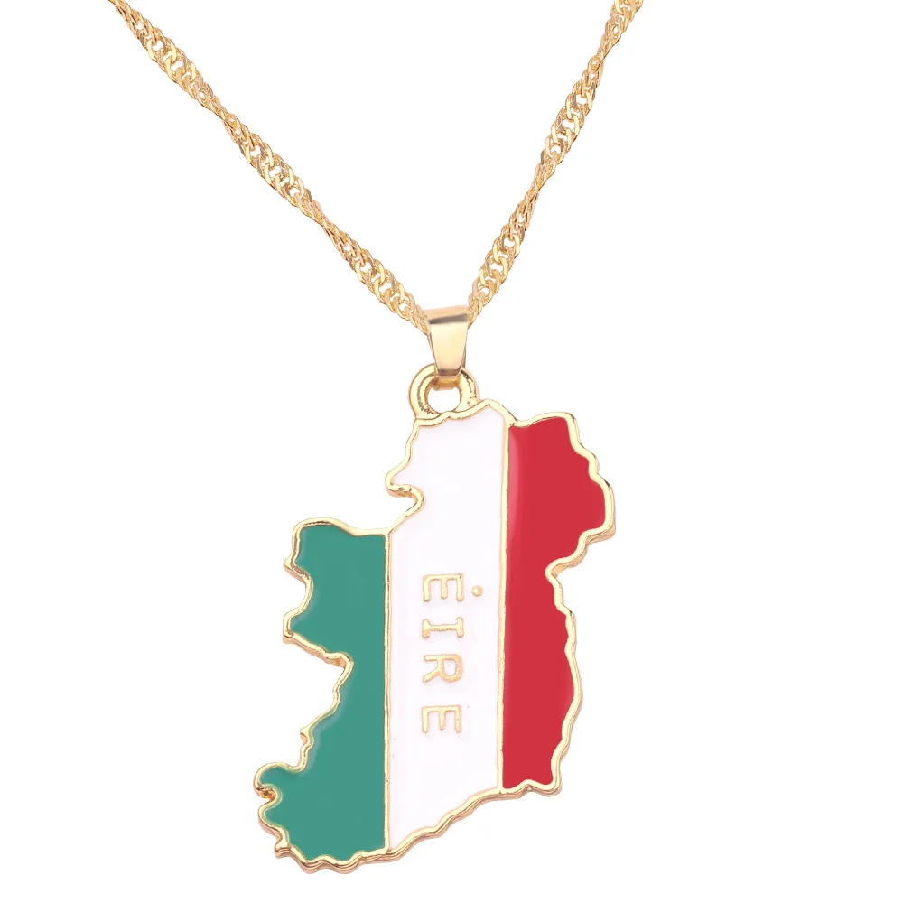 

FENGLl Country Map Flag Necklace Geometric Africa New Country Guinea Ghana Liberia Undersea Jamaica Fashion Chain Pendant Choker