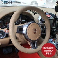 for porsche cayenne macan panamera 718 diy customized hand stitched leather steering wheel cover interior car accessories