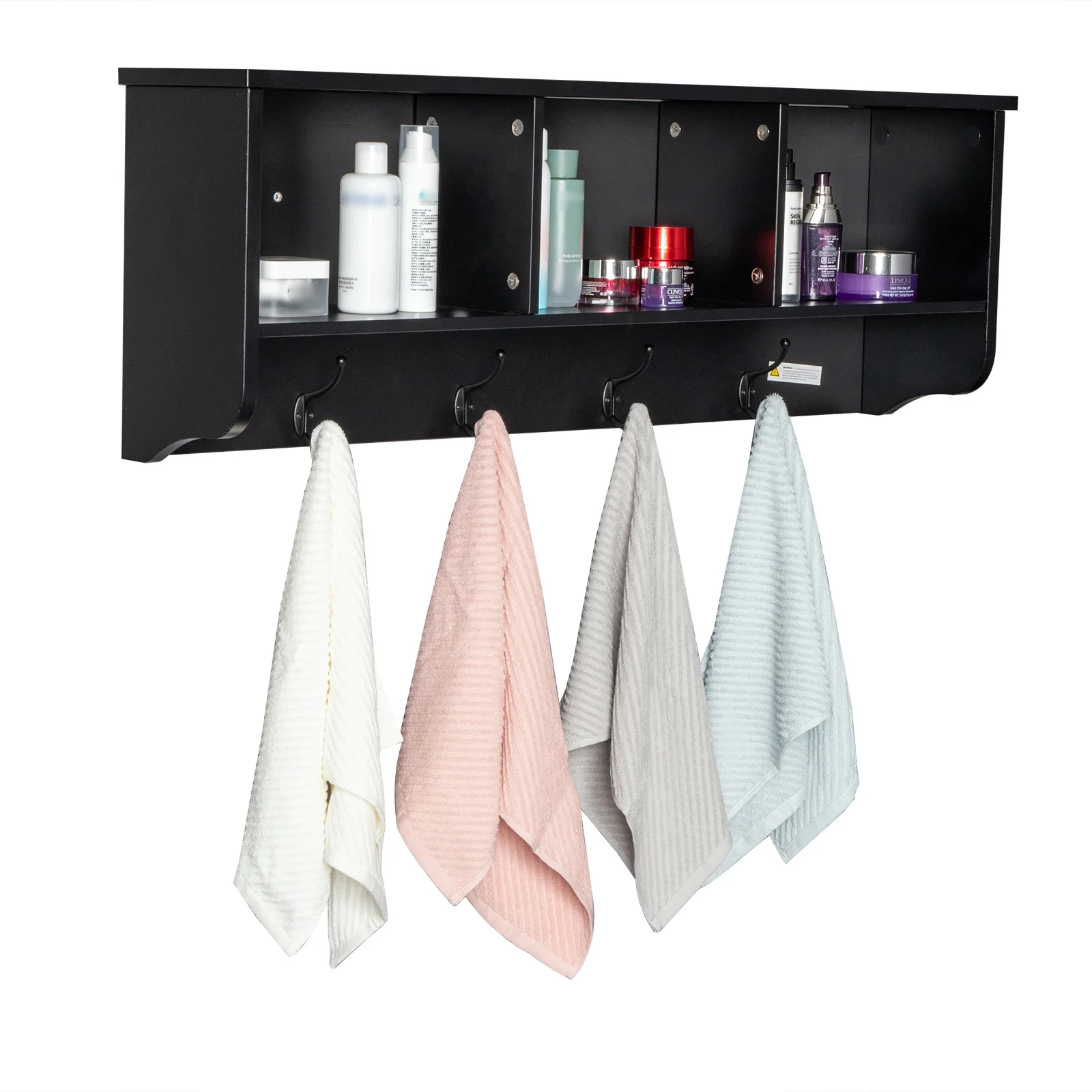 

Полка для прихожей, 3 шт., книжка, 4 крючка, стойка для пальто и кепок, черная подвесная полка для прихожей, органайзер для ванной комнаты, держ...