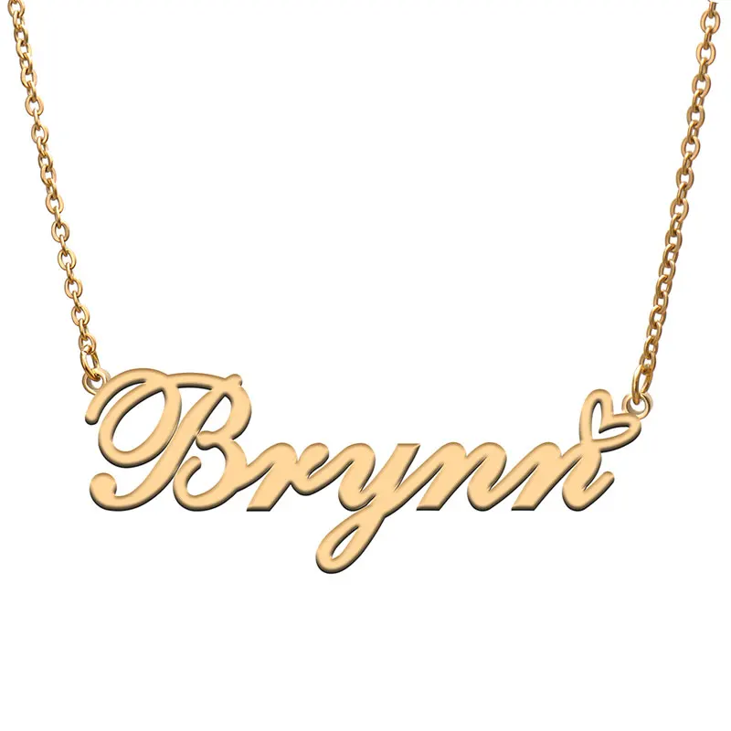 

Love Heart Brynn Name Necklace for Women Stainless Steel Gold & Silver Nameplate Pendant Femme Mother Child Girls Gift