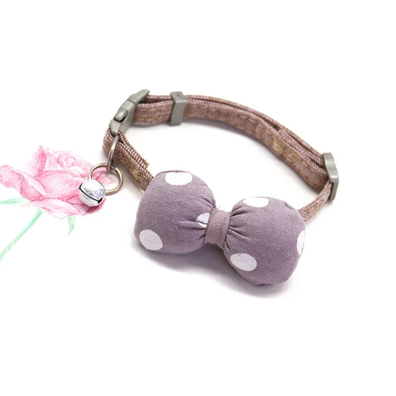 

Puppy Chihuahua Adjustable Cute Bow Tie Buckle Dog Collar Plaid with Bowknot Tie for Kitten Cotton Necklace