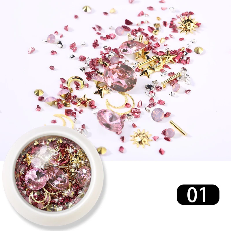 

2 PCS Nail Art Crystal and Studs Nail Rhinestone Charm Clear Beads 3D Manicure Decoration MH88