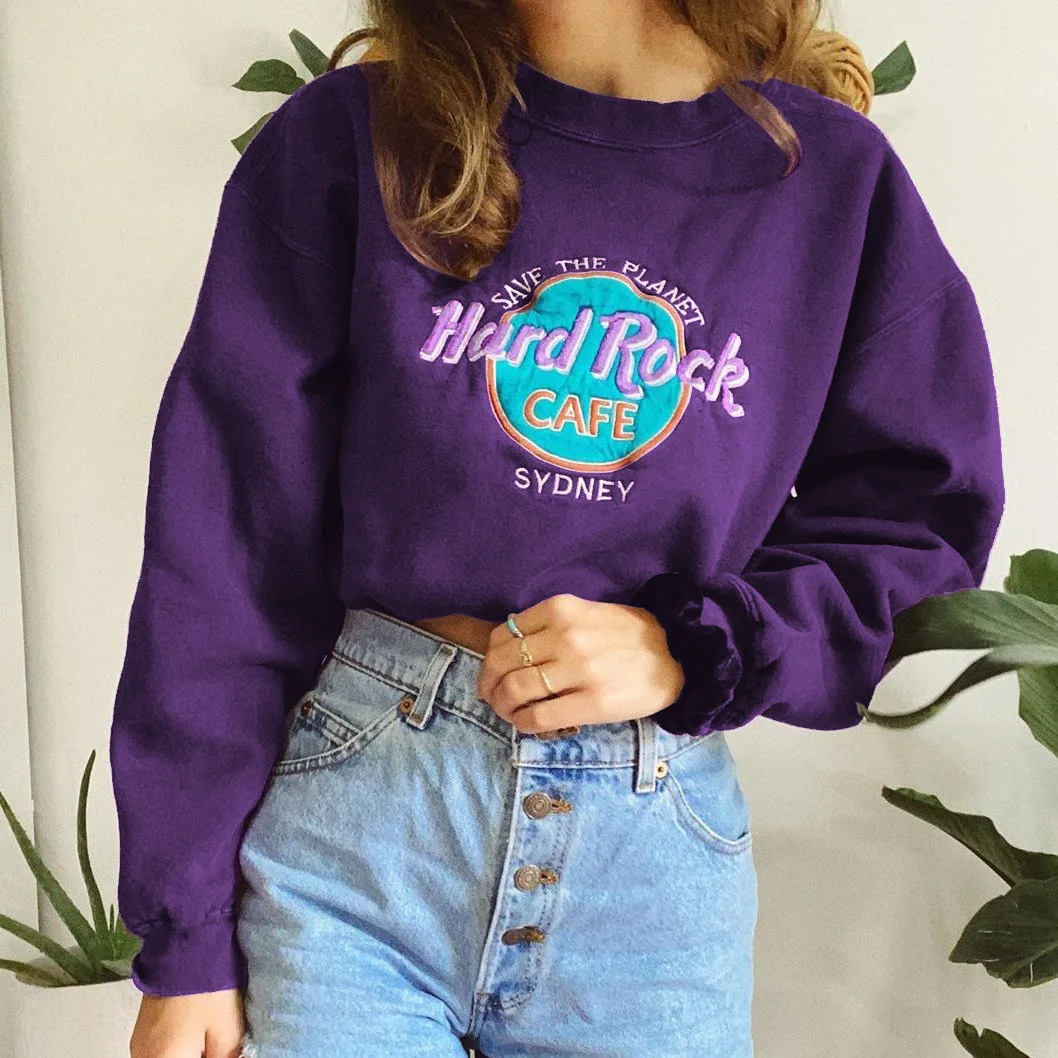 

Plus Size Vintage Loose Streetwear Long Sleeve Fleece Warm 2020 Winter Fashion Tops for Teens Gray Letter Print Sweatshirt Women