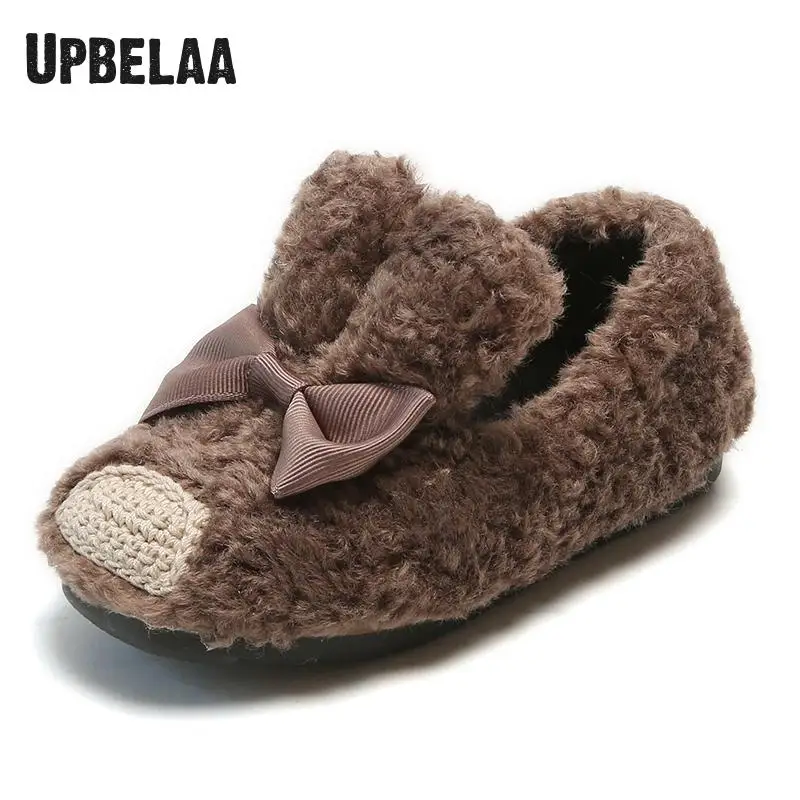 Новая детская зимняя обувь на плюшевой подкладке Платье принцессы с бантом для