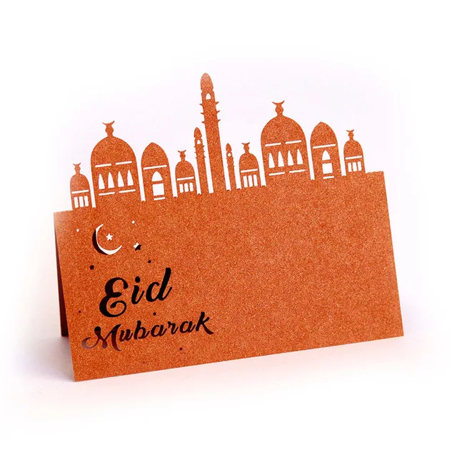 

10/30/50pcs Eid Mubarak Party Seat Card Name Place Cards Postcards Ramadan Eid Muslim Party Ramadan Kareem Table Decorations