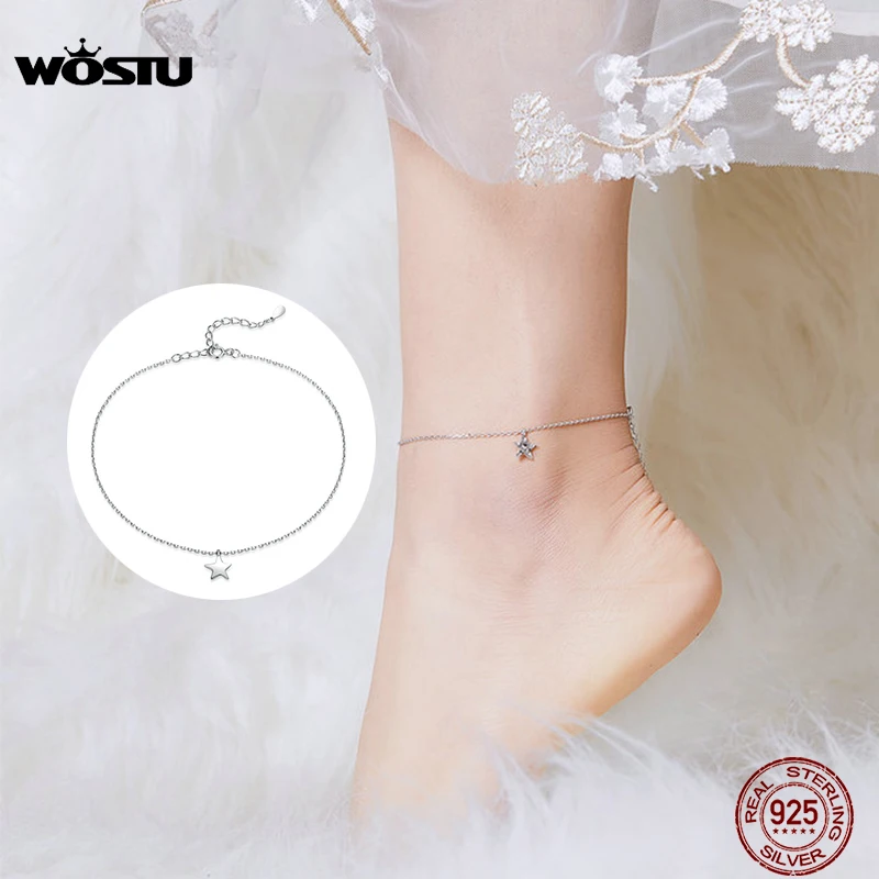 

WOSTU 2019 New Ankle Bracelet 100% Real 925 Sterling Silver Ankles For Women Fashion Jewelry Making Women Accessories CQT009