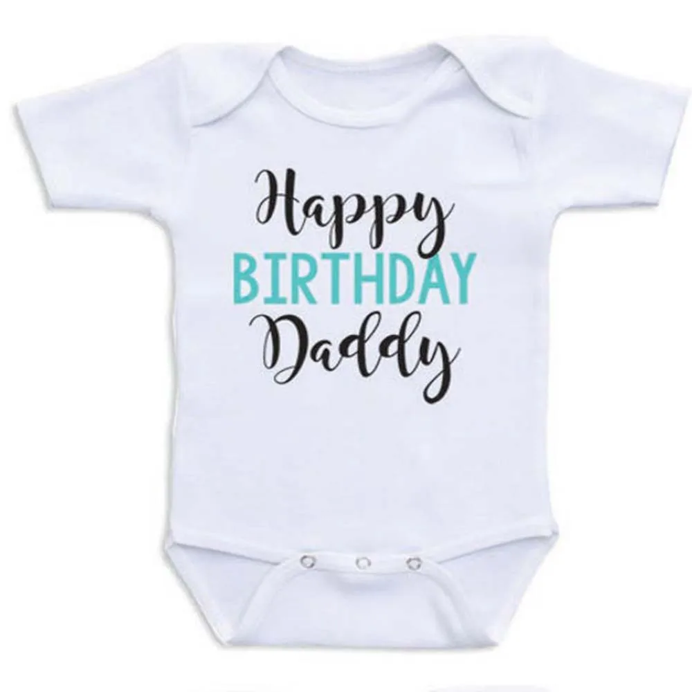 

Custom Birthday Shirts Cute Baby Gifts bodysuit Personalised Boy/Girl Shirt Happy Birthday Daddy clothes Baby home coming shirt