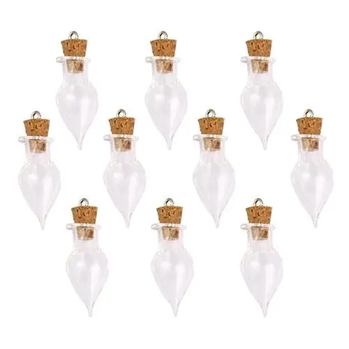 Стеклянная мини бутылка с подвеской в виде сердца и звезды 10 шт.|Подвески| |